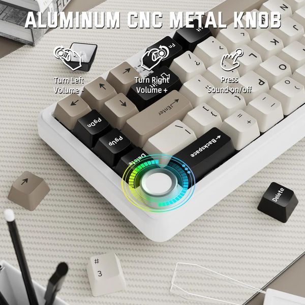 Механічна бездротова (Bluetooth + 2,4G) клавіатура з HOT SWAP Attack SHARK X66, PBT Keycaps, 66 key, RGB, Win,Mac OS, УКР та АНГЛ, WHITE/БІЛА (X66W) X66W фото