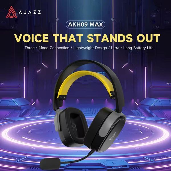 Геймерська бездротова (Bluetooth + 2,4G) гарнітура Ajazz AHM09 MAX Black/Чорні (AHM09MAXB) AHM09MAXB фото