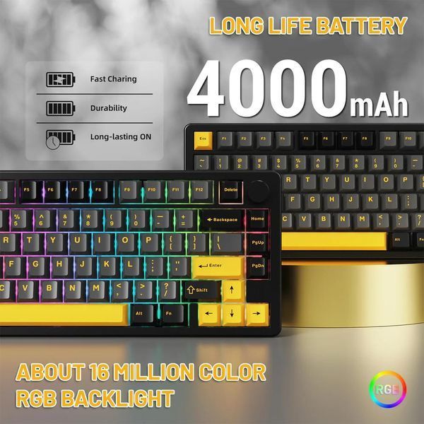 Механічна бездротова (Bluetooth + 2,4G) клавіатура з HOT SWAP Attack SHARK X86 Full Aluminum, 82 key PBT, RGB, Win,Mac OS, УКР та АНГЛ, Starry Black/Чорна (X86SB) X86SB фото
