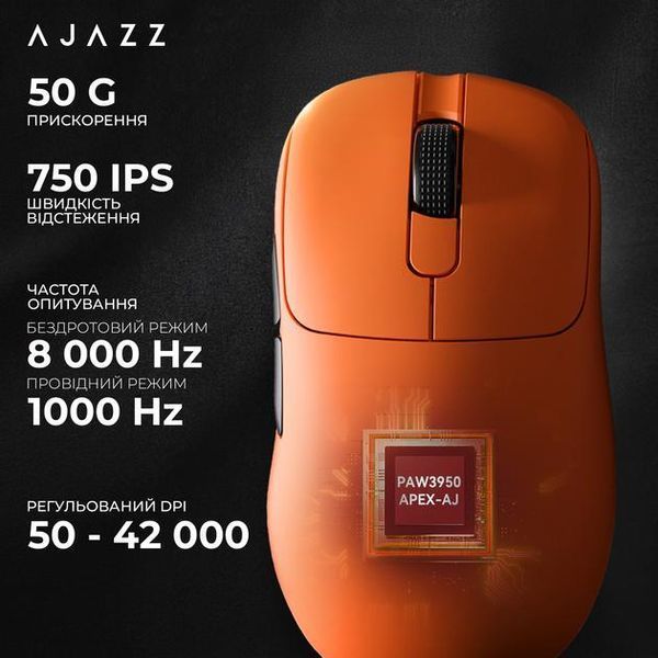Бездротова (Bluetooth + 2,4G) ігрова миша AJAZZ AJ159 APEX ПОМАРАНЧЕВА (159AO) 159AO фото