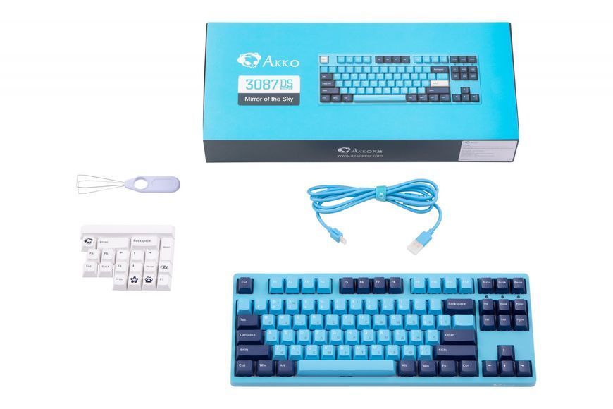 Механічна клавіатура AKKO 3087 Mirror of Sky 87Key, Cherry MX Brown, USB-A, УКР/АНГЛ, No LED, Блакитний 6925758616447 фото