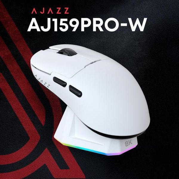 Бездротова (Bluetooth + 2,4G) ігрова миша AJAZZ AJ159 PRO, PAW3395, 26000 DPI, WHITE/БІЛА (AJ159PROW) AJ159PROW фото