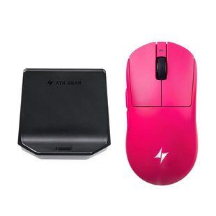 Геймерська акумуляторна бездротова (2,4G) миша ATK A9 NB Ultra, PAW 3950ULTRA, BK CX52860, ATK Custom Optical Switches(FE), TTC Gold Wheel, 8K, Pink/Рожева (A9NBUP) A9NBUP фото