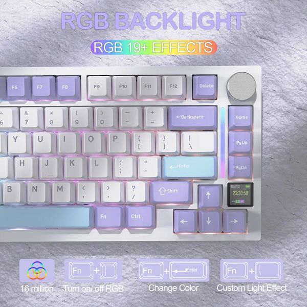 Механічна бездротова (Bluetooth + 2,4G) клавіатура з HOT SWAP Attack SHARK X820Ultra, 80 key, RGB, gift switch, Win/Mac OS, УКР/АНГЛ, Star White/Білий (X820ULTRASW) X820ULTRASW фото
