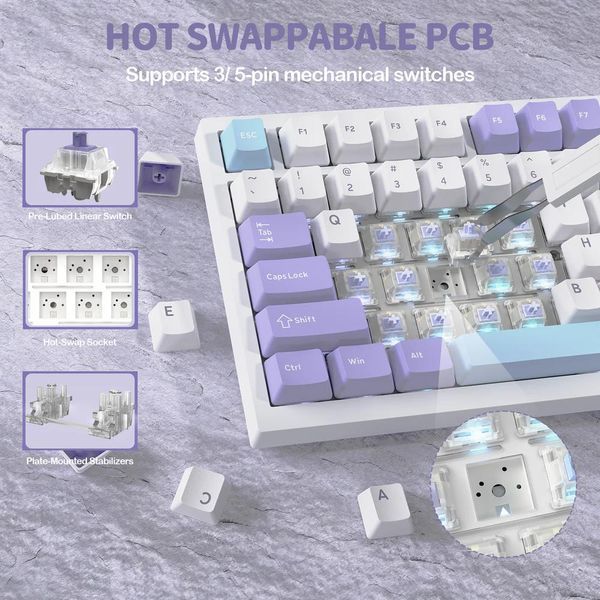 Механічна бездротова (Bluetooth + 2,4G) клавіатура з HOT SWAP Attack SHARK X820Ultra, 80 key, RGB, gift switch, Win/Mac OS, УКР/АНГЛ, Star White/Білий (X820ULTRASW) X820ULTRASW фото