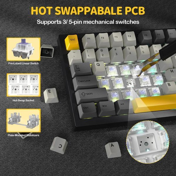 Механічна бездротова (Bluetooth + 2,4G) клавіатура з HOT SWAP Attack SHARK X820Ultra, 80 key, RGB, Gift Switch, Win/Mac OS, УКР/АНГЛ, Star Black/Чорний (X820ULTRASB) X820ULTRASB фото