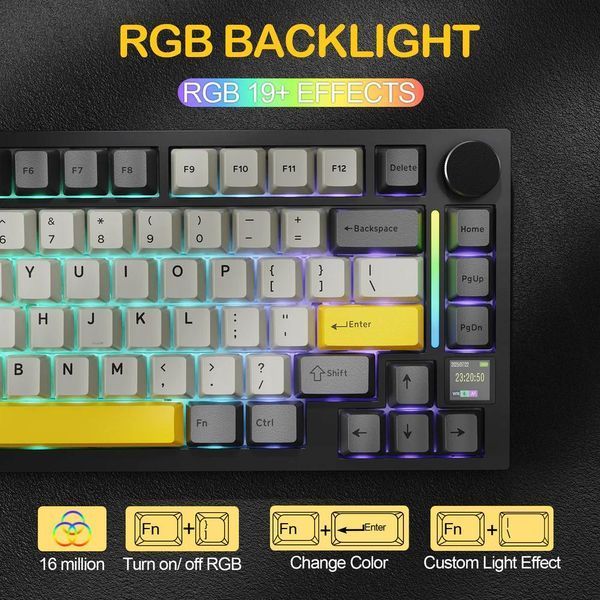 Механічна бездротова (Bluetooth + 2,4G) клавіатура з HOT SWAP Attack SHARK X820Ultra, 80 key, RGB, Gift Switch, Win/Mac OS, УКР/АНГЛ, Star Black/Чорний (X820ULTRASB) X820ULTRASB фото