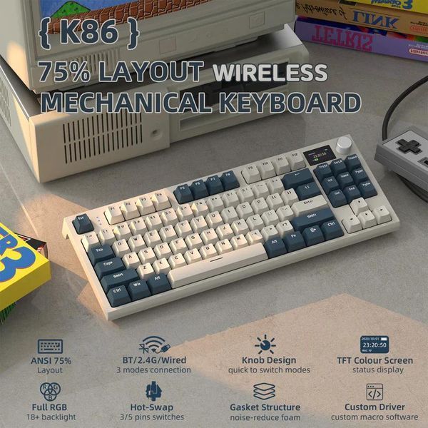 Attack SHARK K86 Wireless Mechanical Keyboard Retro Blue/ Ретро синій K86RB фото
