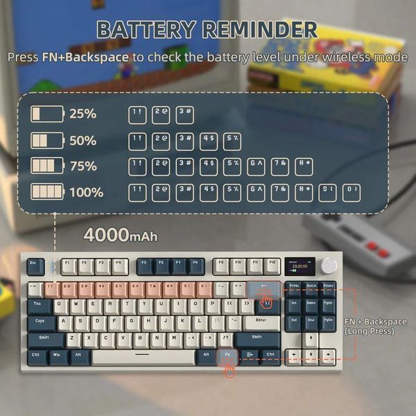 Attack SHARK K86 Wireless Mechanical Keyboard Retro Blue/ Ретро синій K86RB фото