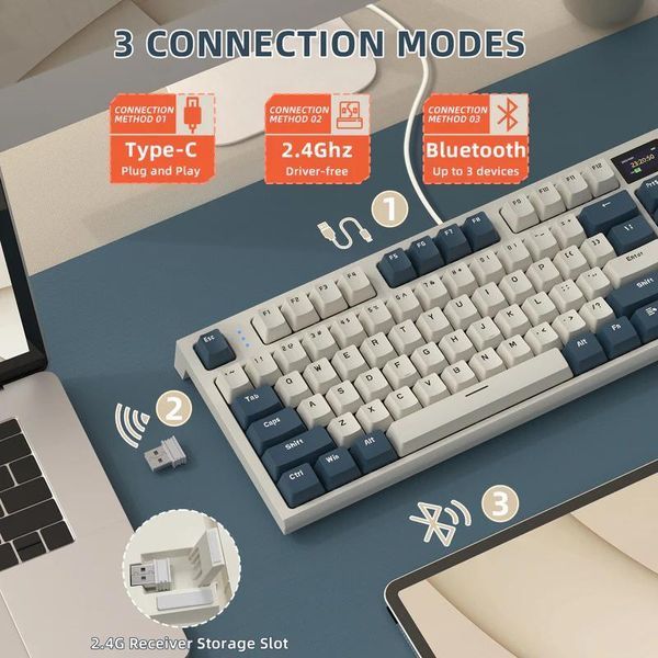 Attack SHARK K86 Wireless Mechanical Keyboard Retro Blue/ Ретро синій K86RB фото