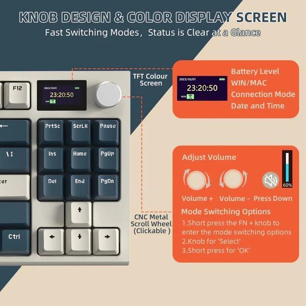 Attack SHARK K86 Wireless Mechanical Keyboard Retro Blue/ Ретро синій K86RB фото