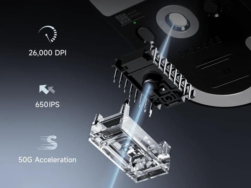 Геймерська акумуляторна бездротова (Bluetooth + 2,4G) миша MCHOSE A5 V3 Ultralight, PAW3395, 8K, 260000DPI, Blue/Блакитна (MC-A5V3-3) MC-A5V3-3 фото
