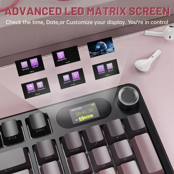 Механічна бездротова (Bluetooth + 2,4G) клавіатура з HOT SWAP Attack SHARK X98PRO, RGB, Win/Mac OS, УКР/АНГЛ, Pink (X98PROPINK) X98PROPINK фото