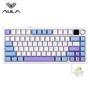 Механічна бездротова (Bluetooth + 2,4G) клавіатура з HOT SWAP AULA F75 MAX, TFT Screen Knob, RGB, Reaper switch Mac/Win УКР/АНГЛ Purple (F75MAXPURPLE) F75MAXPURPLE фото