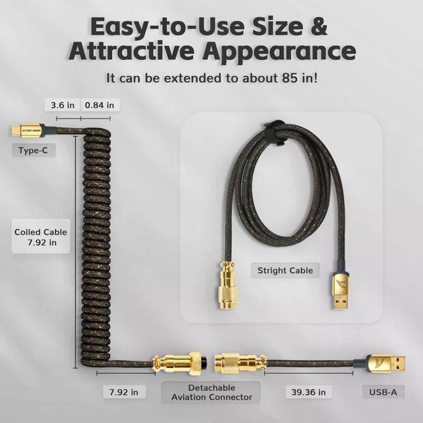 Кабель ATTACK SHARK C01PRO COILED CABLE, Grey/СІРИЙ (C01PROG) C01PROG фото