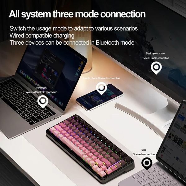 Attack SHARK M86 Tri-mode Gasket Mechanical Keyboard Black/Сіро чорна M86GB фото