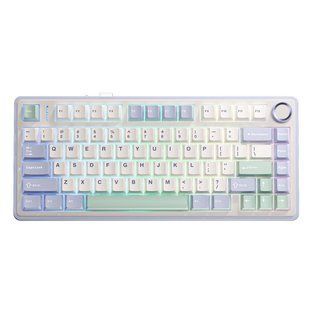 Механічна бездротова (Bluetooth + 2,4G) клавіатура з HOT SWAP AULA F75 RGB Reaper switch Mac/Win УКР/АНГЛ WHITE/GREEN (F75WG) F75WG фото