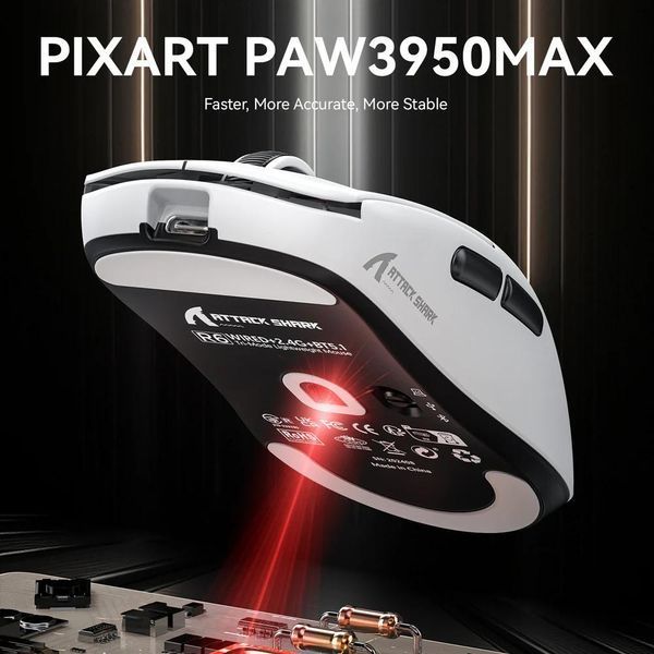 Attack Shark R6 Ultralight 39g Wireless 8K PAW3950MAX Gaming Mouse BLACK/Чорна R6ULTRAB фото