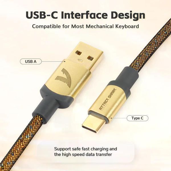 Кабель ATTACK SHARK C01PRO COILED CABLE, Gold/ЗОЛОТИСТИЙ (C01PROG) C01PROPINK фото