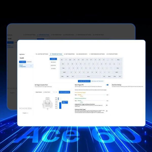 Геймерська магнітна клавіатура MCHOSE Ace 60 Hall Effect BLUE ICE Switch УКР/АНГ BLACK/ЧОРНА (ACE60B) ACE60B фото