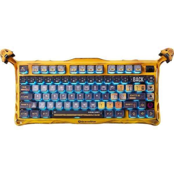 Механічна бездротова (Bluetooth + 2,4G) клавіатура з HOT SWAP GravaStar Mercury K1 Pro 80keys, EN/UKR, BT/WL/USB, Жовта/Yellow (GSK1PRO_YLW) GSK1PRO_YLW фото