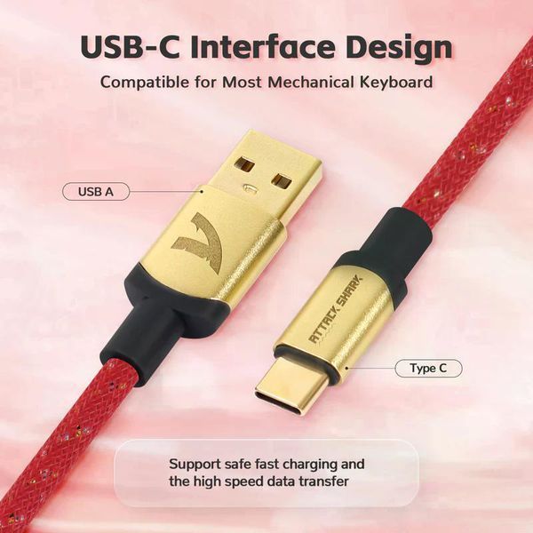 Кабель ATTACK SHARK C01PRO COILED CABLE, Red/ЧЕРВОНИЙ (C01PROR) C01PROR фото