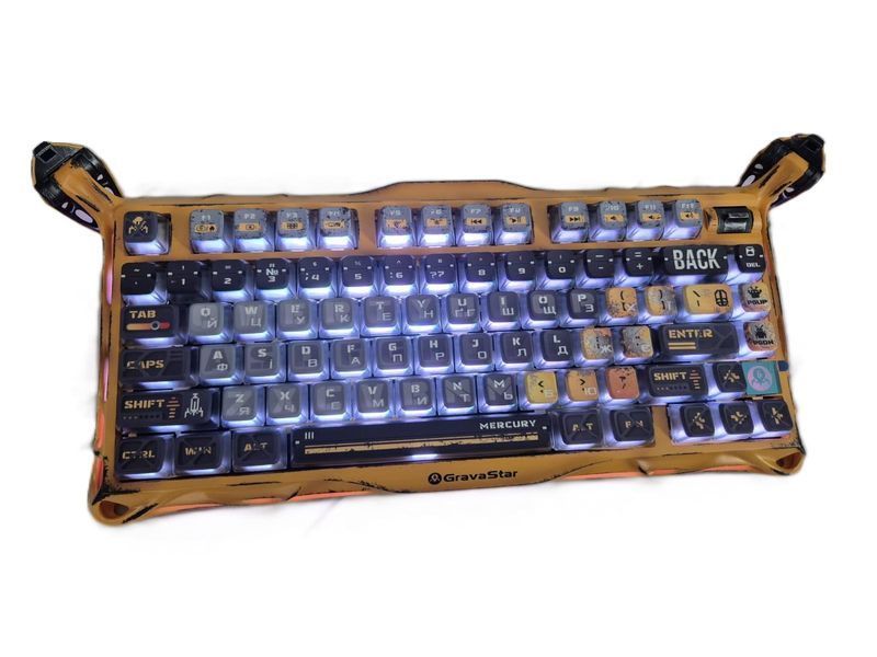 Механічна бездротова (Bluetooth + 2,4G) клавіатура з HOT SWAP GravaStar Mercury K1 Pro 80keys, EN/UKR, BT/WL/USB, Жовта/Yellow (GSK1PRO_YLW) GSK1PRO_YLW фото