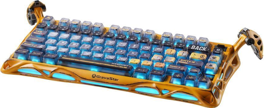 Механічна бездротова (Bluetooth + 2,4G) клавіатура з HOT SWAP GravaStar Mercury K1 Pro 80keys, EN/UKR, BT/WL/USB, Жовта/Yellow (GSK1PRO_YLW) GSK1PRO_YLW фото