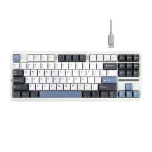 Механічна бездротова (Bluetooth + 2,4G) AULA F87 Compact TKL Gasket Hot-Swap Epomaker Grey Wood V3 SWITCH УКР/АНГЛ Smoke Blue (F87SB) F87SB фото
