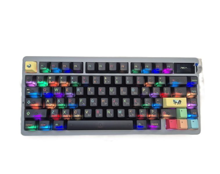 Механічна бездротова (Bluetooth + 2,4G) клавіатура з HOT SWAP Aula NOVA75, 1.14" Screen, 10000mAh, RGB , УКР/АНГЛ Чорна/Black Frosted Translucent (NOVA75BFT) NOVA75BFT фото
