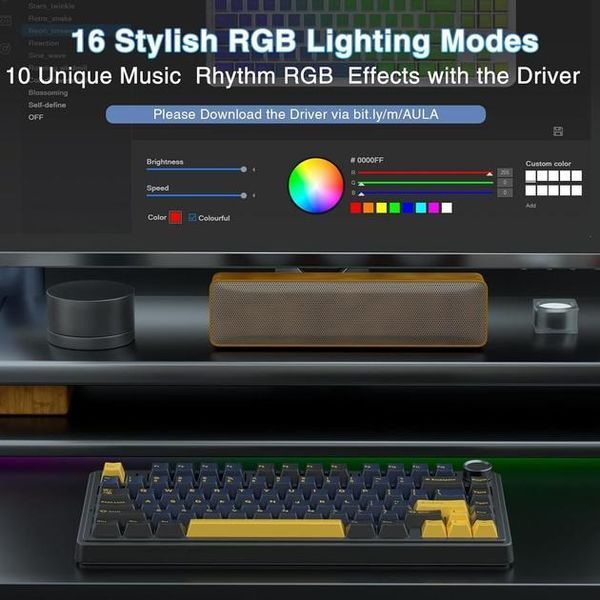 AULA F75 RGB Reaper switch Mac/Win УКР/АНГЛ Black+Gradient Grey/Чорний з сірим (F75BGG) F75BGG фото