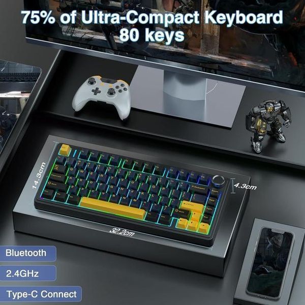 AULA F75 RGB Reaper switch Mac/Win УКР/АНГЛ Black+Gradient Grey/Чорний з сірим (F75BGG) F75BGG фото