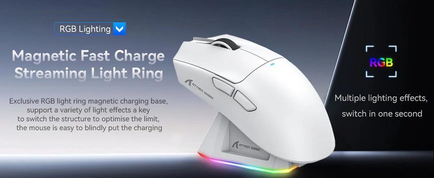 Attack Shark X11 Wireless Gaming Mouse with Charging Dock Black/ЧОРНА X11-3311B фото