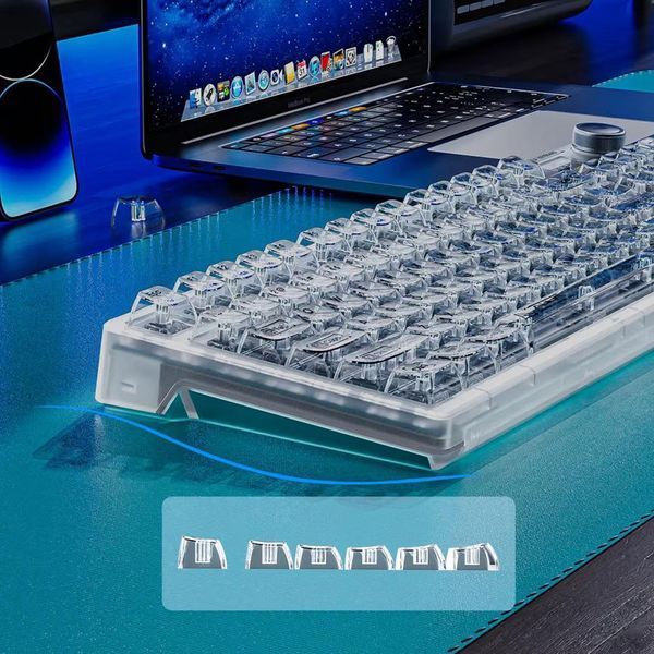 AULA F98 Pro RGB, Transparent Keycaps, 99 Key, УКР/АНГЛ Pink/Рожевий (F98PROTP) F98PROTP фото