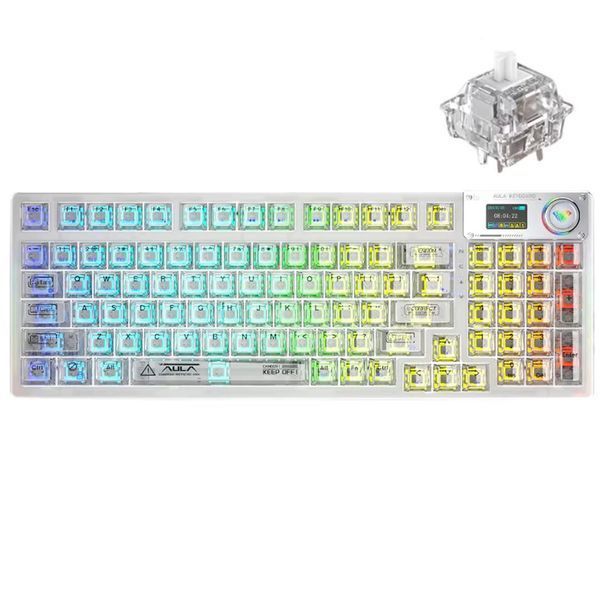 AULA F98 Pro RGB, Transparent Keycaps, 99 Key, УКР/АНГЛ Pink/Рожевий (F98PROTP) F98PROTP фото