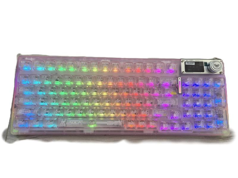 AULA F98 Pro RGB, Transparent Keycaps, 99 Key, УКР/АНГЛ Pink/Рожевий (F98PROTP) F98PROTP фото
