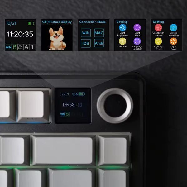 AULA F75 MAX, TFT Screen Knob, RGB, Reaper switch Mac/Win УКР/АНГЛ BLACK CONTORUS (F75MAXBC) F75MAXBC фото