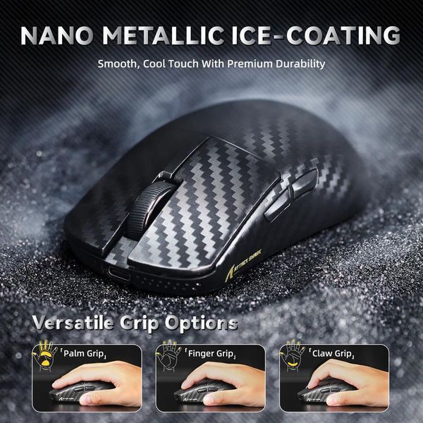 Attack Shark R11 ULTRA Carbon Fiber Wireless 8K PAW3950MAX Gaming Mouse Weave Black R11ULTRAG фото