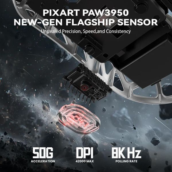 Attack Shark R2 Magnesium Alloy PAW3950 Gaming Mouse 8K Grey R2-3950S фото