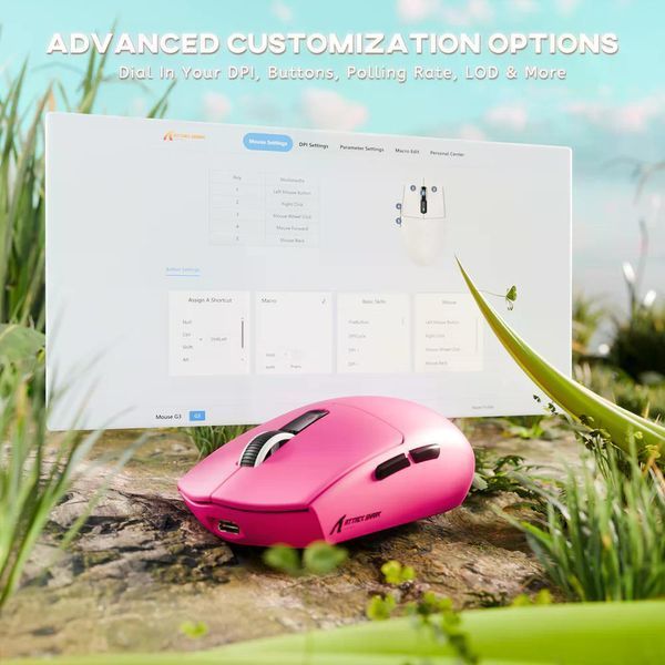 Attack Shark G3 Tri-mode Wireless Gaming Mouse 25000 DPI Ultra Lightweight Berry Red G3RED фото