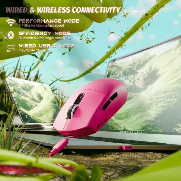 Attack Shark G3 Tri-mode Wireless Gaming Mouse 25000 DPI Ultra Lightweight Berry Red G3RED фото