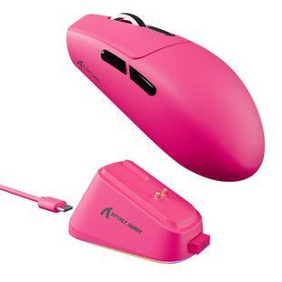 Геймерська акумуляторна бездротова (Bluetooth + 2,4G) миша Attack Shark G3 PRO, 6 кнопок, PAW3311, 25000DPI, Charge Dock, Червона/Berry Red (G3PROBR) G3PROBR фото