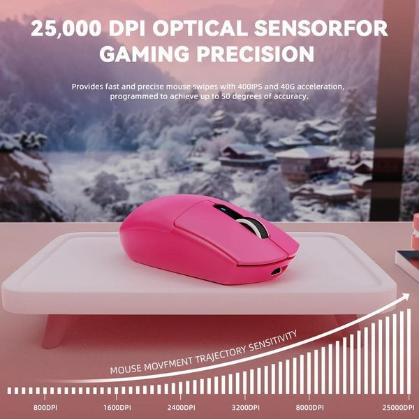Геймерська акумуляторна бездротова (Bluetooth + 2,4G) миша Attack Shark G3 PRO, 6 кнопок, PAW3311, 25000DPI, Charge Dock, Червона/Berry Red (G3PROBR) G3PROBR фото