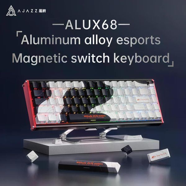 Механічна клавіатура з металевим корпусом на магнітних світчах AJAZZ ALUX68 PLUS MAX , 8K, 68 key PBT, RGB, Win,Mac OS, УКР та АНГЛ, Black Contour/Чорнобіла (ALUX68PLUSMAXBW) ALUX68PLUSMAXBW фото