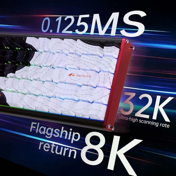 Механічна клавіатура з металевим корпусом на магнітних світчах AJAZZ ALUX68 PLUS MAX , 8K, 68 key PBT, RGB, Win,Mac OS, УКР та АНГЛ, Black Contour/Чорнобіла (ALUX68PLUSMAXBW) ALUX68PLUSMAXBW фото