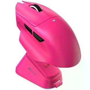 Геймерська акумуляторна бездротова (Bluetooth + 2,4G) миша Attack Shark V6 Ultra-Light, Magnetic Charging Dock, PixArt PAW3311 Рожева/Berry Red (V6ULTRABR) V6ULTRABR фото