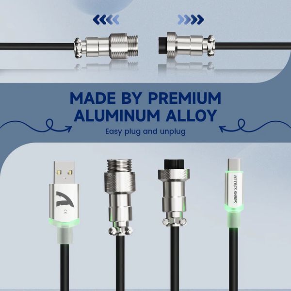 Кабель ATTACK SHARK C01ULTRA Custom Aviator Cable for 8KHz Magnetic Keyboard, Black/Чорний (C01ULTRAB) C01ULTRAB фото