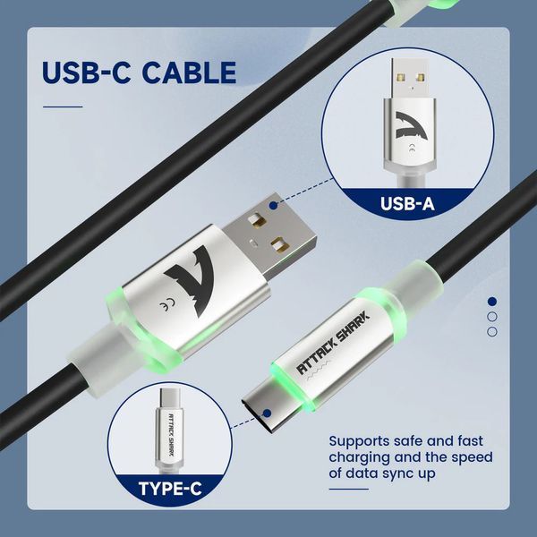 Кабель ATTACK SHARK C01ULTRA Custom Aviator Cable for 8KHz Magnetic Keyboard, Black/Чорний (C01ULTRAB) C01ULTRAB фото
